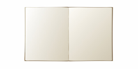 open blank cream colored notebook on white background pages color journal writing pad stationery paper top view minimalist simple design © Bijoy