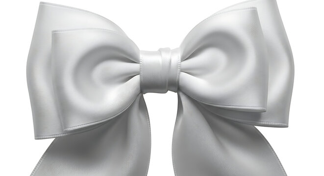Elegant white bow isolated on transparent background perfect for design elements