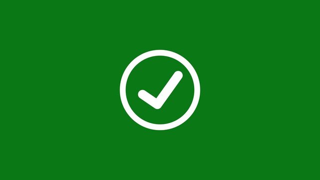 Animated tick mark icon with circle loading animated on a green background.Approved, yes icon signs, verified success symbol.