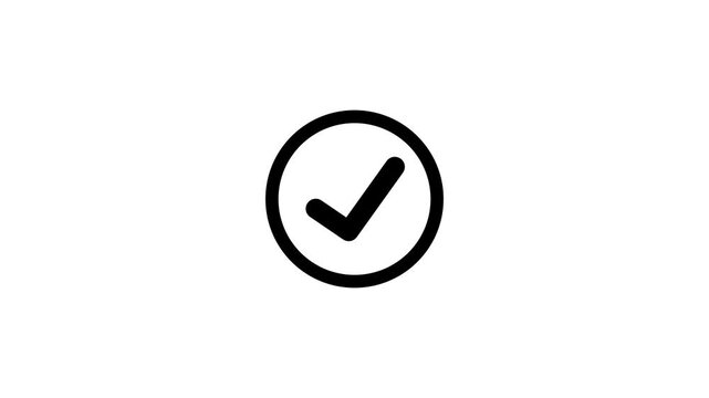 Animated tick mark icon with circle loading animated on a white background.Approved, yes icon signs, verified success symbol.