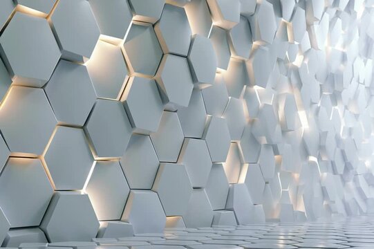 Modern white hexagonal geometric pattern with clean minimal design, futuristic abstract background for technology, architecture and creative projects.