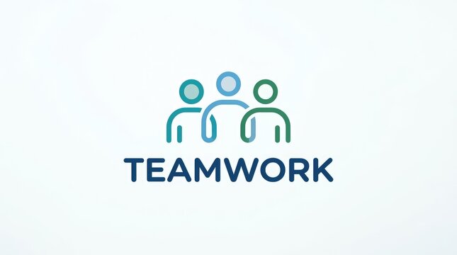 A simple graphic illustrating the concept of teamwork with three stylized figures and the word TEAMWORK below