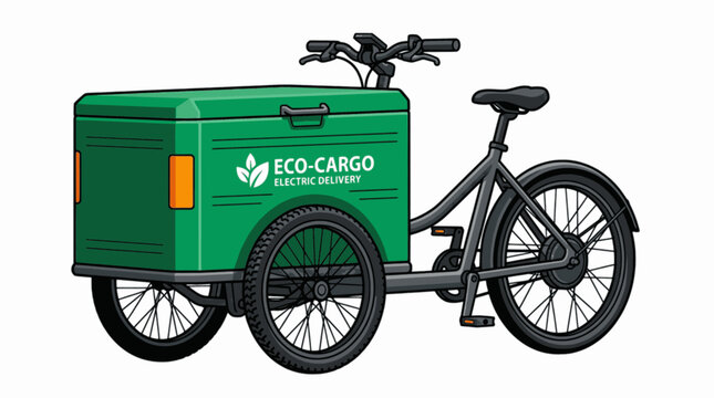 Isolated 3-Wheeled Electric Cargo Delivery Tricycle Eco Friendly Transit Vector, "Created with AI assistance and manually refined."