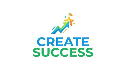 Fototapeta premium Create Success logo with upward arrow and star