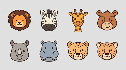 Cute safari animal faces collection © amri
