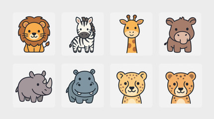 Cute safari animal icons set © amri