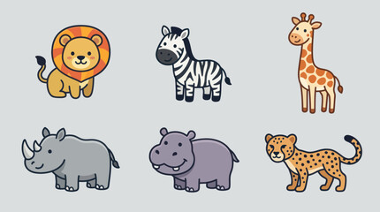 Cute safari animals cartoon collection © amri