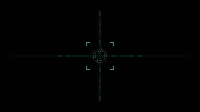Digital green hud targeting crosshair animation on black