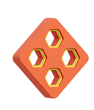 Orange rhombus with four hexagonal holes