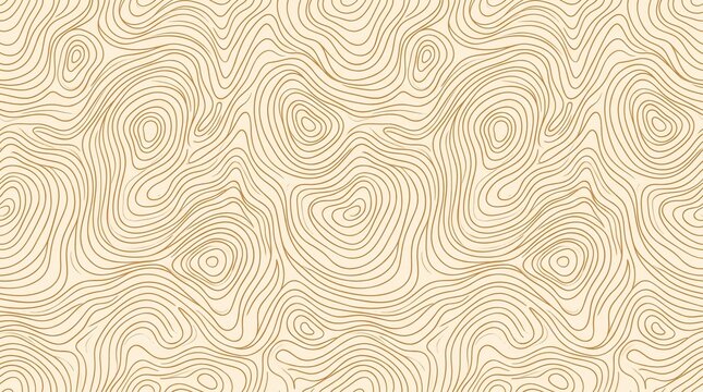 Abstract Topographic Line Map Seamless Vector Pattern with Wavy Contours for Technical Survey Background