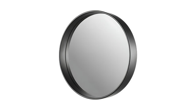 Shiny metallic silver circular coin disc with reflective surface and dark rim border isolated graphic design element for business finance currency and token concepts isolated on transparent background