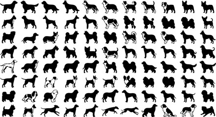 Dog Icon Collection Black Silhouette Vector Set © yayan