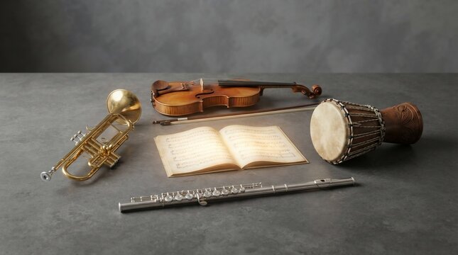 Musical instruments and sheet music composition for performance and education