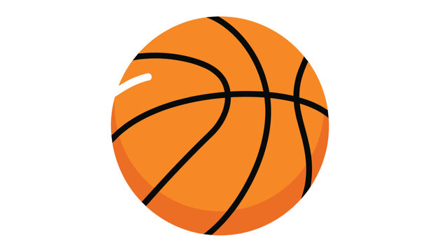 Classic orange basketball with black leather ribs and a subtle white highlight isolated on a plain white background.
