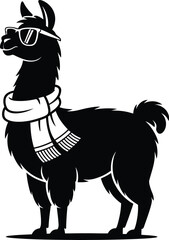 Fototapeta premium Cool llama wearing sunglasses and a scarf