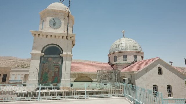Ancient Christian Church and Clock Tower in Maaloula Syria