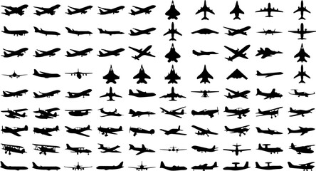 Aircraft Icon Collection Black Silhouette Vector Set © yayan