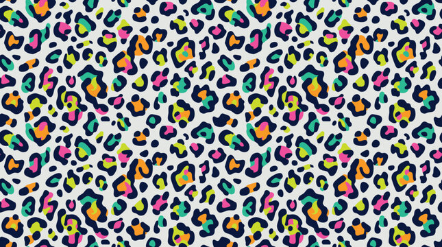 Colorful Leopard Print Pattern Background with Animal Texture Design
