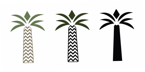 Palm tree variations vector illustration with patterned trunks and foliage © Babita