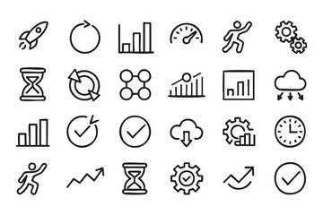 Fototapeta premium Process Improvement, Automation and Efficiency Vector Icons