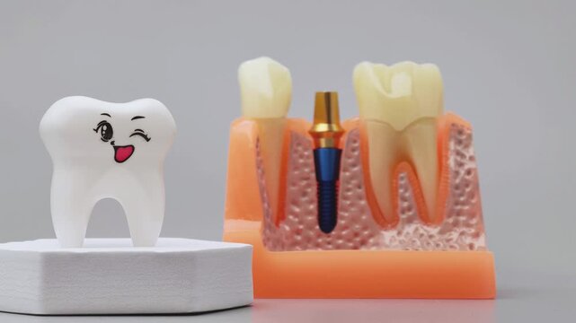 Dental Implant Crown Placement on Anatomical Jaw Model