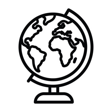 World globe map icon with stand geography education learning international navigation academic research exploration continent countries