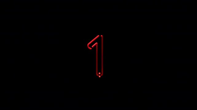Countdown numbers animation from ten to one in red and blue