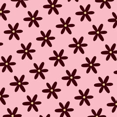 Fototapeta premium Seamless Red Floral Pattern on Pink Background for Wallpaper, Gift Wrap and Greeting Cards