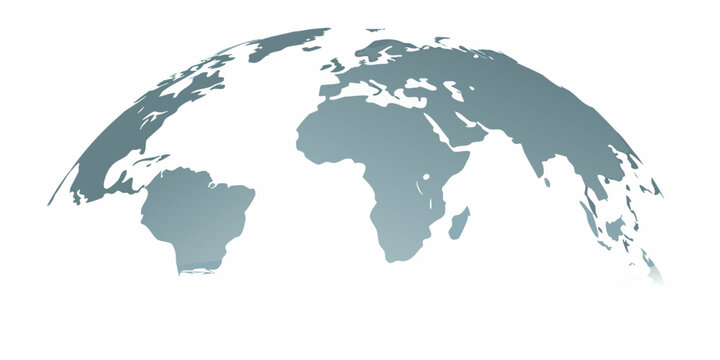 globe silhouette in clean minimalist flat design on white background earth planet world map geography continents oceans global universal cosmic