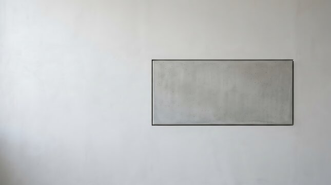 Minimalist rectangular concrete panel mounted on a clean white wall