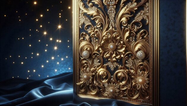 Luxurious gold 3d pattern wallpaper with ornate floral design