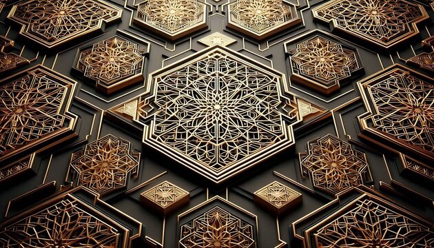 Elegant moroccan geometric pattern background with gold accents