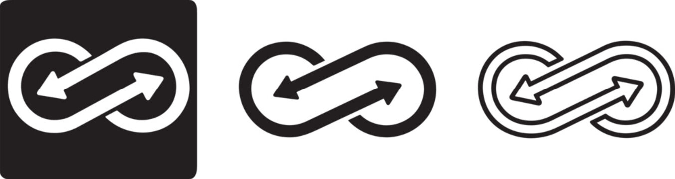 Infinity loop arrow sign vector set.