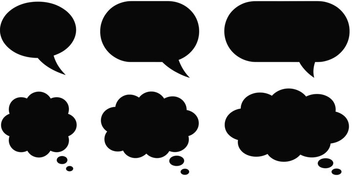 cartoon speech and thought bubble vector collection featuring cute silhouettes in various sizes for stickers, labels and comic elements