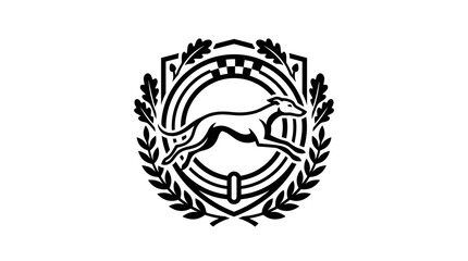 Obraz premium Greyhound logo with oak leaf wreath border.
