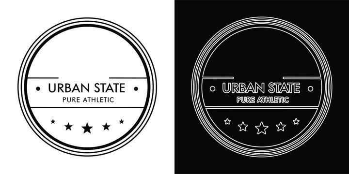Minimalist circular urban state logo design in black and white