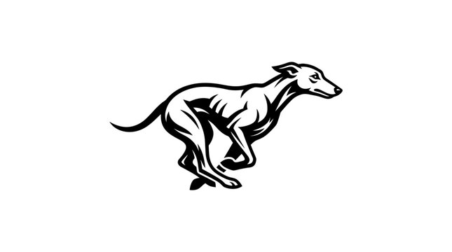 Minimalist running greyhound dog silhouette.