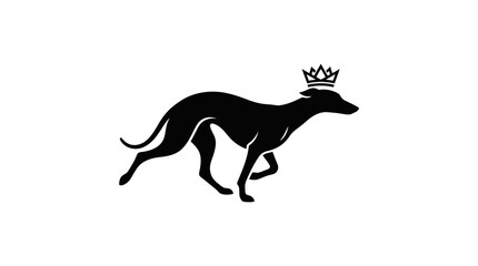 Fototapeta premium Running greyhound wearing small crown icon.