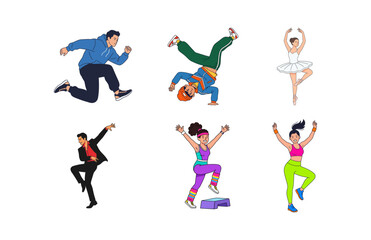 Obraz premium Diverse Collection of People Engaging in Various Physical Activities and Energetic Exercise Movements
