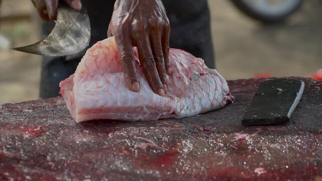traditional Acehnese fish cutting