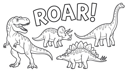 Prehistoric dinosaur roar scene coloring page. © bahriri