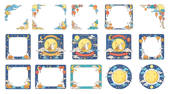 Collection of colorful cartoon animal frames and borders for childrens designs and projects