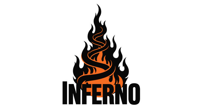 Fiery Inferno Flame Illustration with Intense Heat Effect.