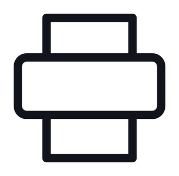 Printer line icon. Simple printer outline symbol with editable stroke in black and white. Computer, mobile and hardware device pictogram for product pages, specs and tech websites.