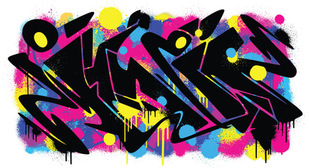 Colorful Graffiti Art with Bold Abstract Design on Wall. © rizkain