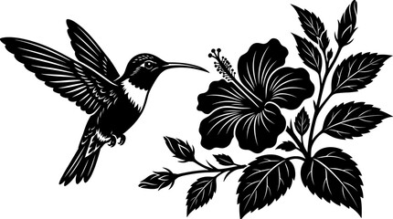 Fototapeta premium Bird of Paradise and Eagle Vector Silhouette Set with Flying Bird Wings Feathers Tribal Wildlife Illustration Design