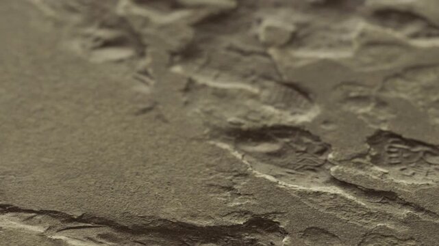 Researchers examine footprints set in rock at an archaeological site. The location holds historical significance. The discovery provides clues about past human activity in the area.