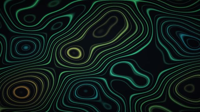 Abstract Topographic Contour Lines Flowing Green Gold Neon Animation for Technology Background