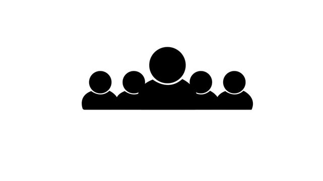 Group of five people icon isolated animation .Community icon, Business and team work icon animation.Motion graphics of team work concept.