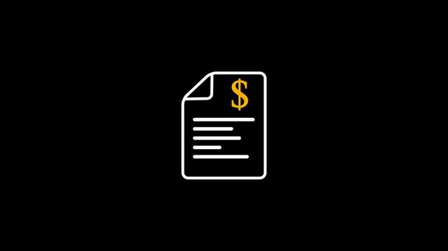 Animated dollar sign document for financial reports and business accounting animation bank banking bill